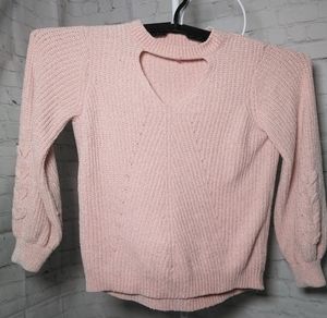 No Boundaries Sweater Keyhole Pink Fuzzy Knit Size XXL